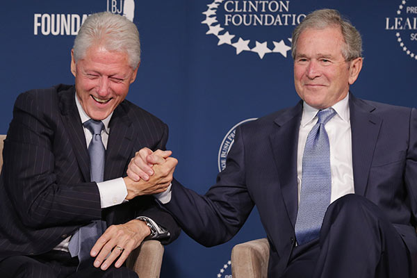 President Clinton And President George W. Bush Launch Presidential Leadership Scholars Program