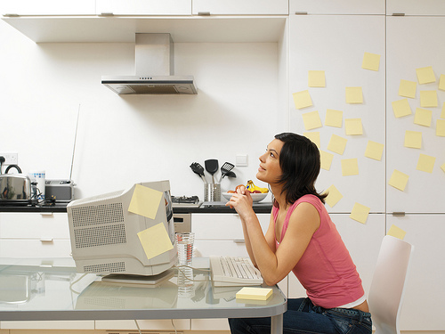 woman sitting at computer