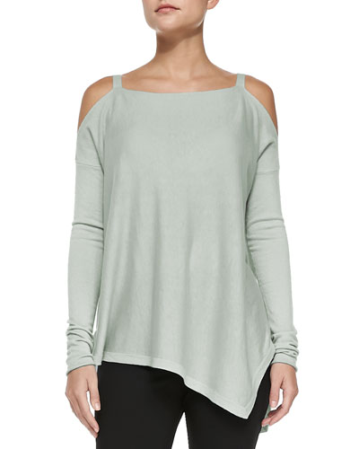 DK Cashmere  Cold Shoulder  Asymmetric Top