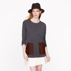 J Crew Merino Leather-Pocket Sweater