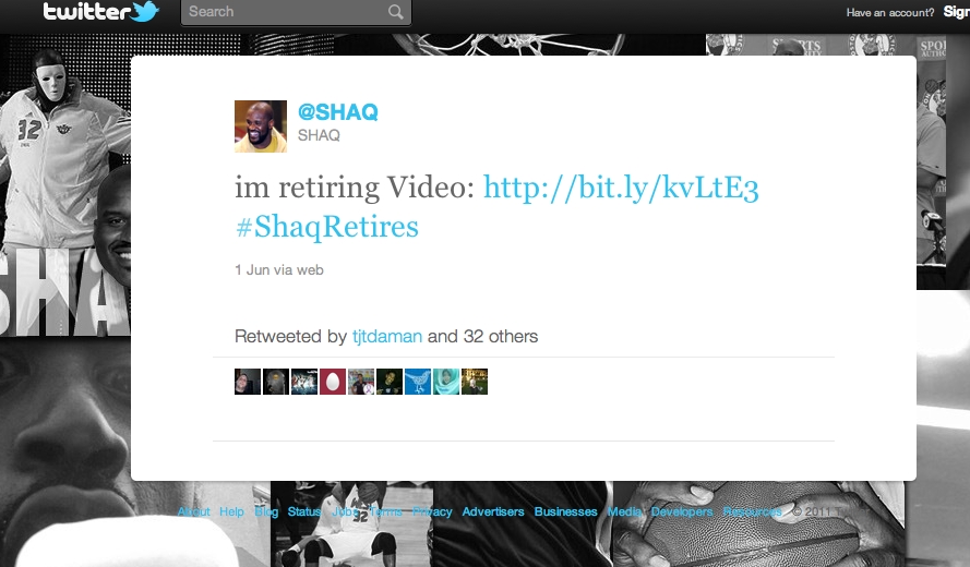 Shaq Retirement Tweet