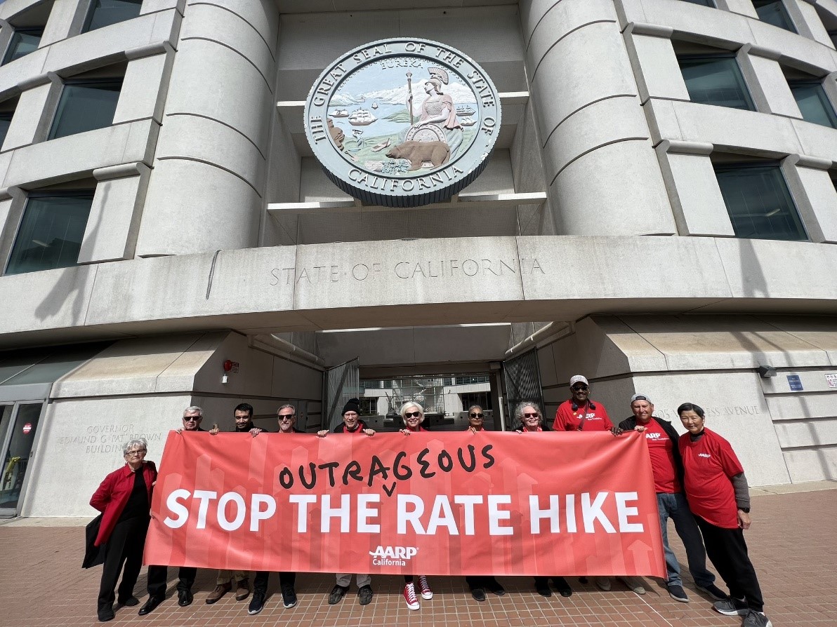 AARP California Volunteers Expressing Opposition to Rate Hikes Outside the California Public Utilities Commission
