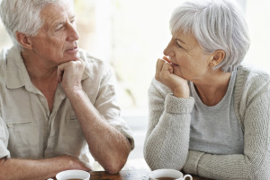 Older couple enjoying a cup of tea together 