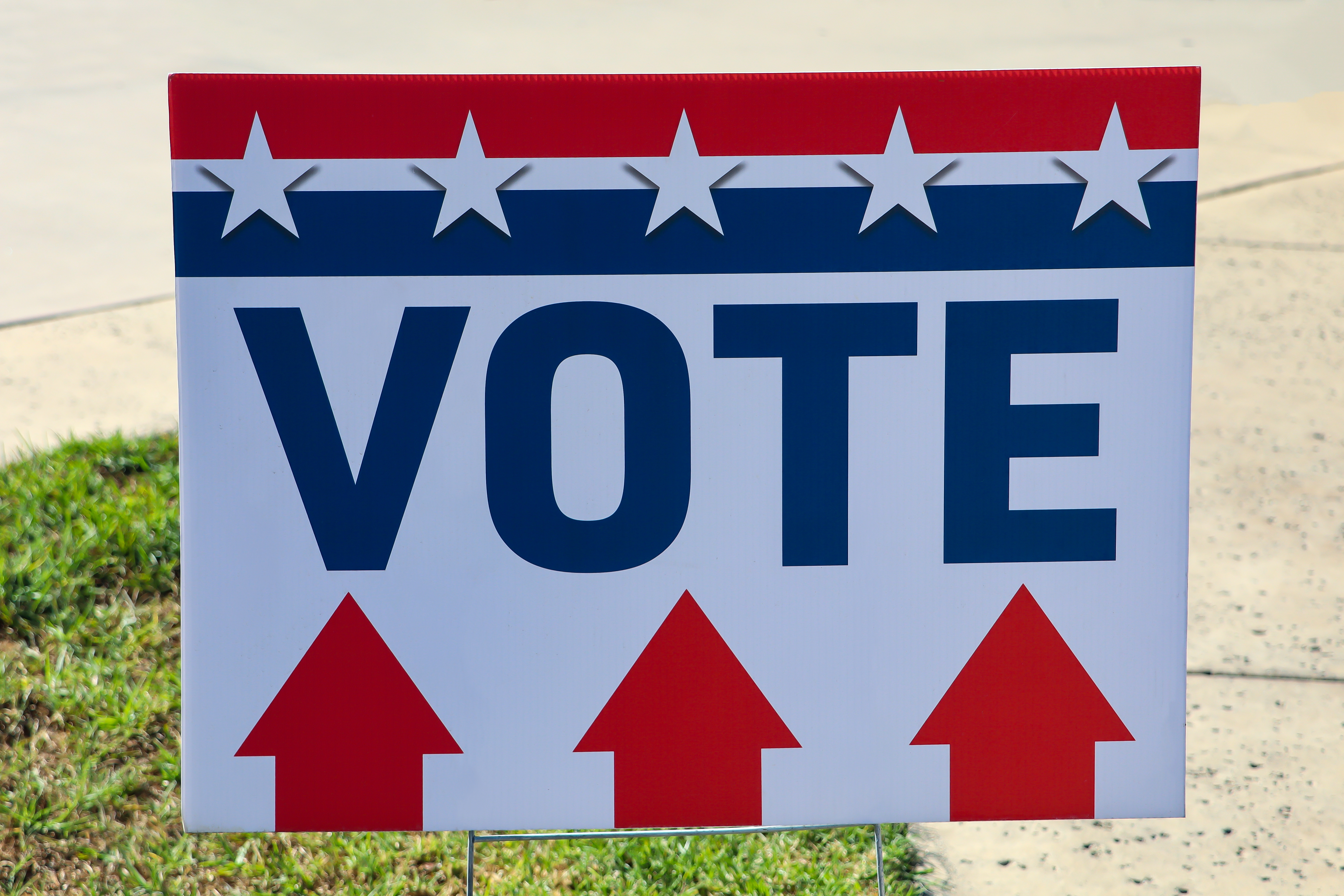 “Vote” directional sign