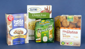 Gluten Free certified products including: Bare Fruit Granny Smith Green Apple Bites, NNOVA Pasta Rice Canelloni, Glutino Apple and Cinamon Gluten Free Cereal, Lays Stax Gluten Free Potato crisps, Sanissimo Thin Gluten Free Baked Tostadas, Sam Mills Gluten Free Corn Pasta in Shell Variety and Gullon Gluten Free Celiac Certified Vanilla Cookies.