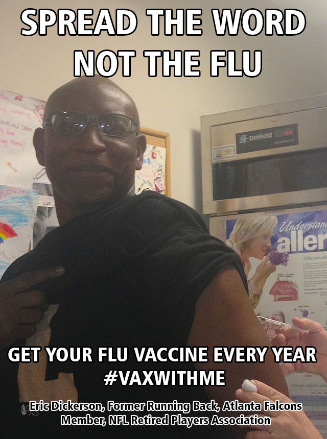 Eric Dickerson Gets Flu Shot, NFL Players 