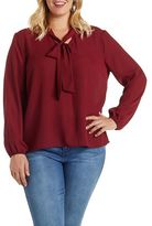 Charlotte Russe tie neck long sleeve Chiffon top