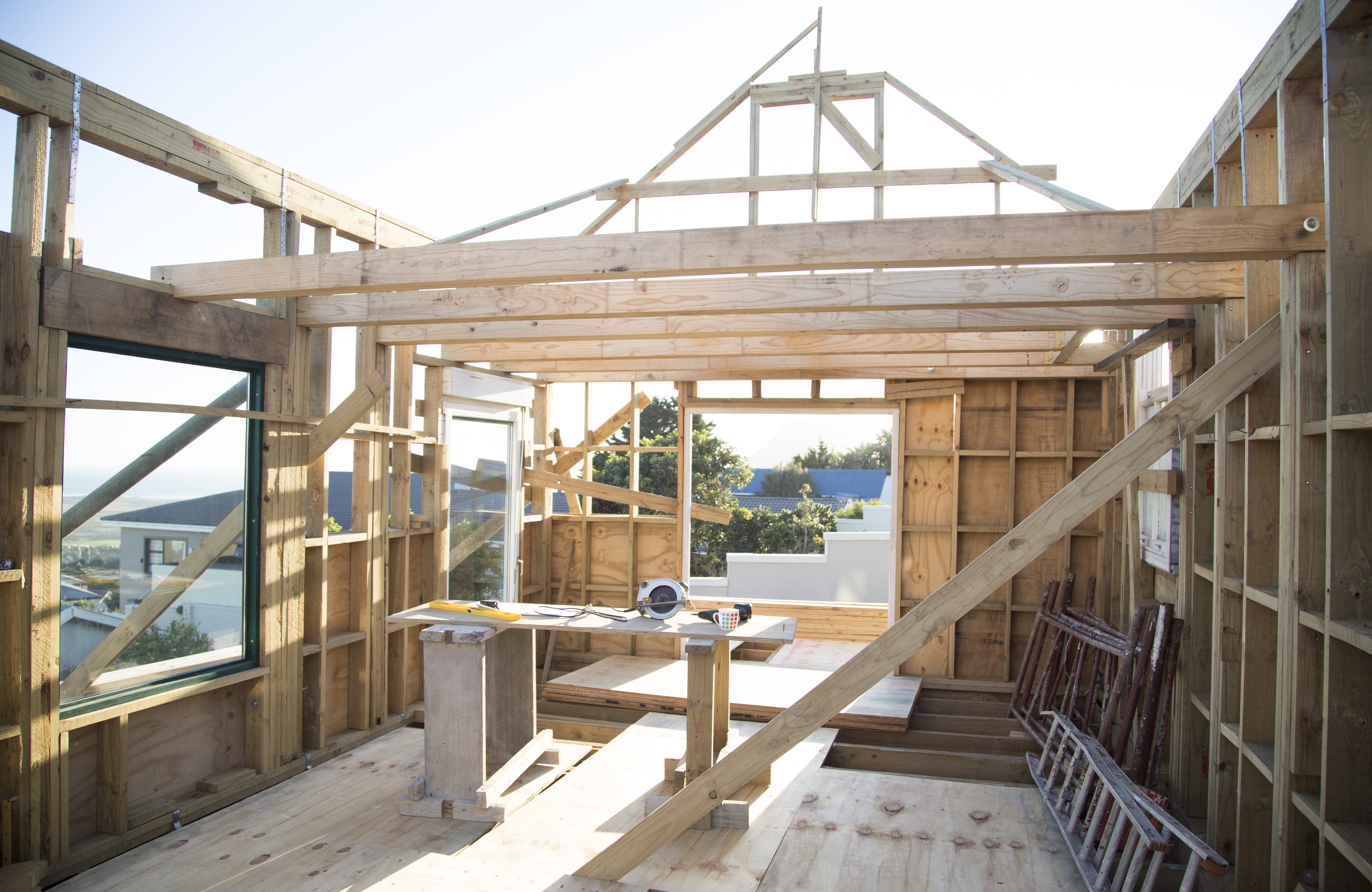 Wood framed home under construction