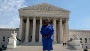 Betty Dukes in front U.S. Supreme Court.