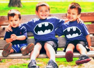 Brothers sitting on a bench