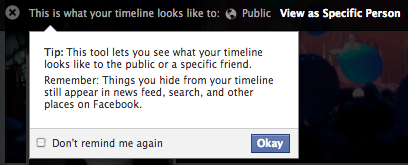 There is a way to see what the public sees when they go to your personal Facebook page.