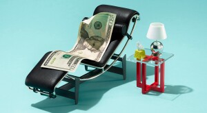 Conceptual image of $20 bill on therapy chair