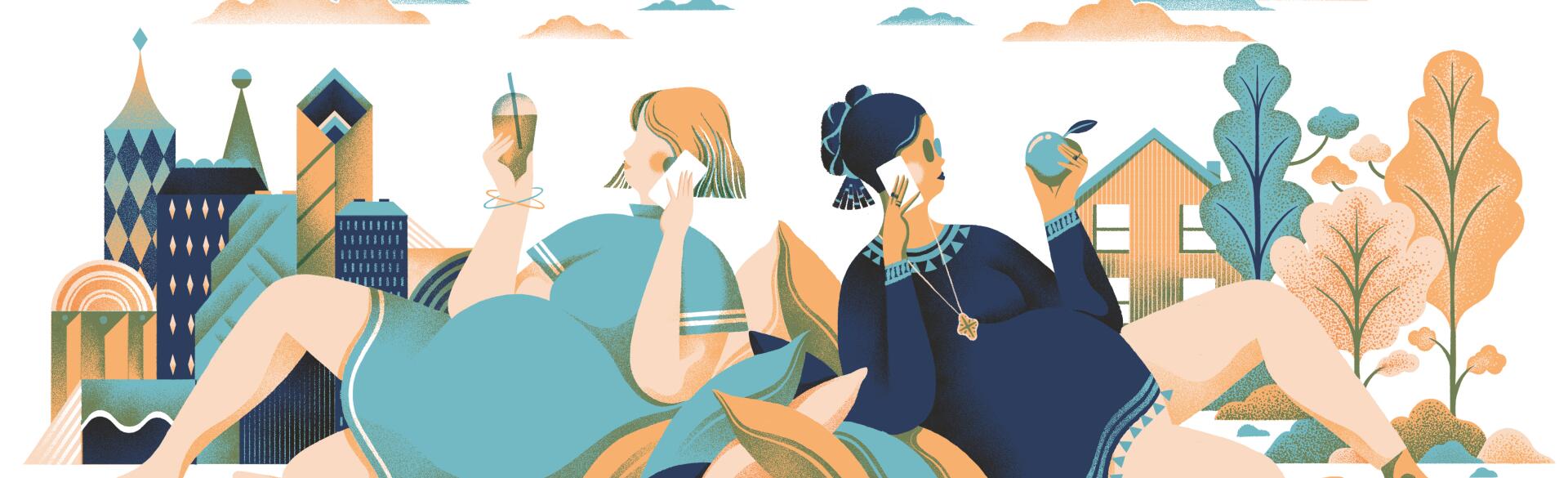 Illustration of two women who are opposites
