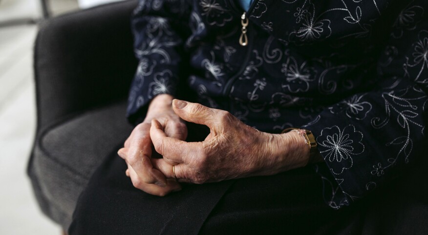closeup of elderly woman's hands