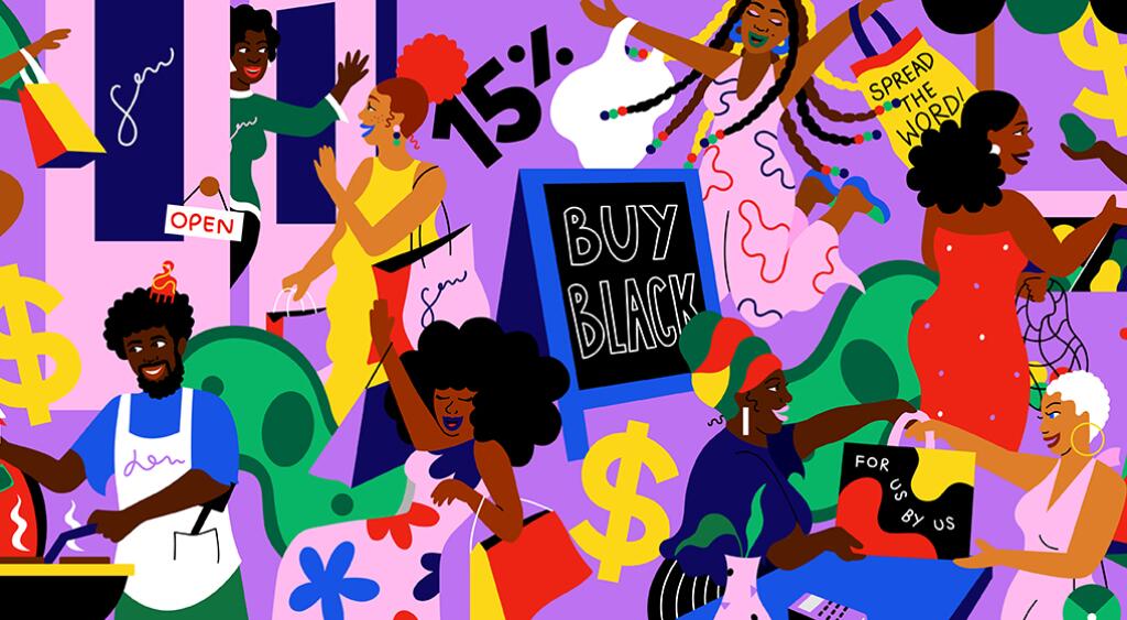illustration_of_people_buying_from_black_businesses_by_Alyah Holmes_1440x560