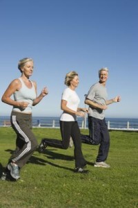 men and women running