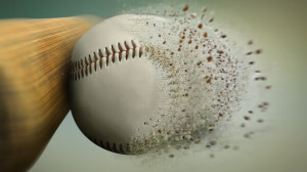 baseball hit with the ball disintegrating