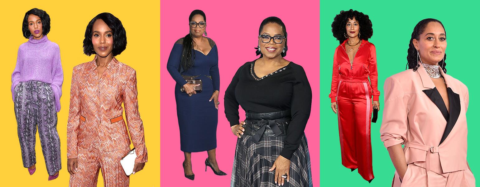 collage of tracee ellis ross and kerry washington and oprah fashion article