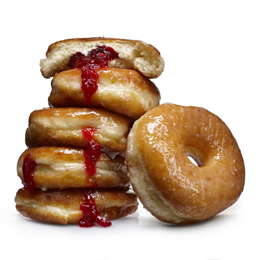 Jelly donuts in a stack