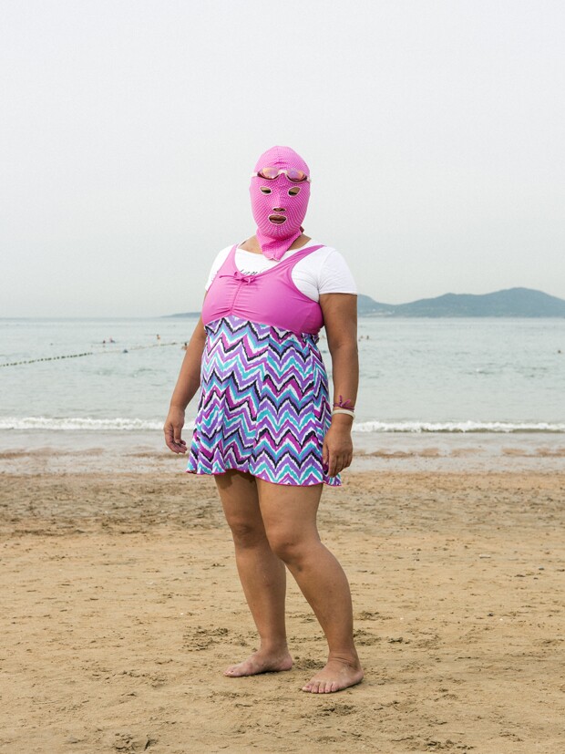 Woman wearing 'facekini'