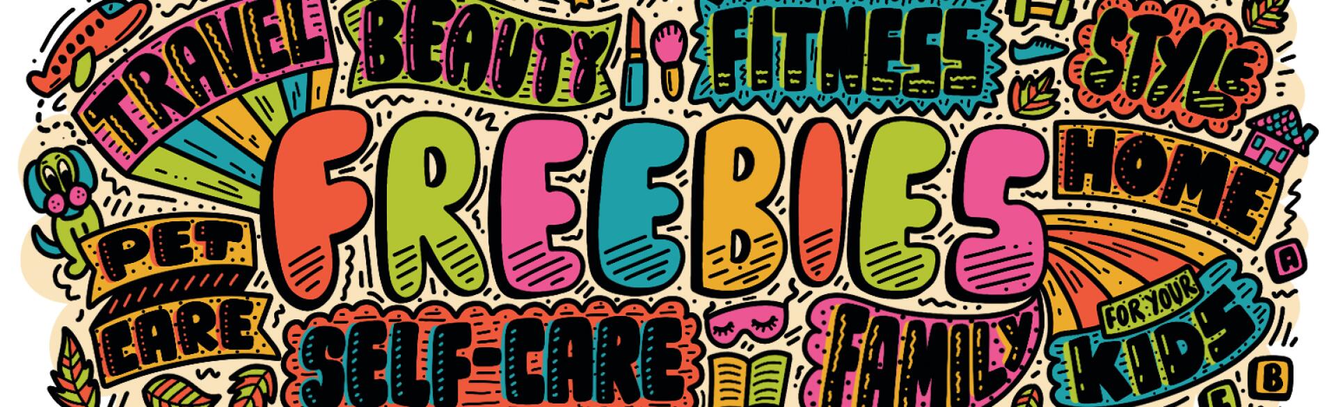 hand lettering illustration of 50 freebies