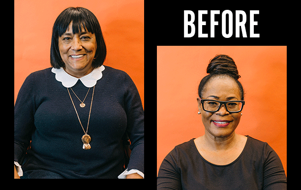 gif of before and after sisterhood is beautiful contest winners makeover