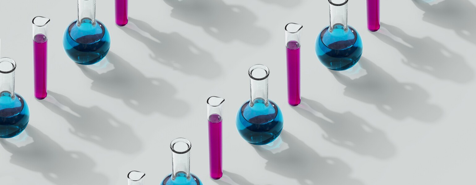 A photo of a series of beakers and test tubes.