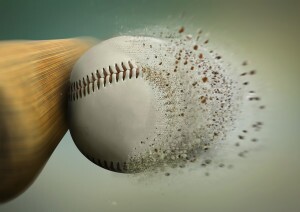 baseball hit with the ball disintegrating