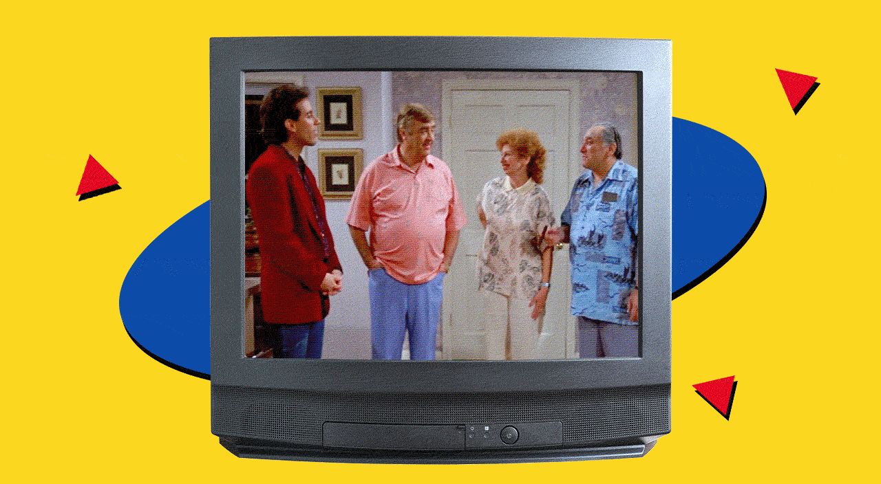 1990s TV screen with different scenes from the show