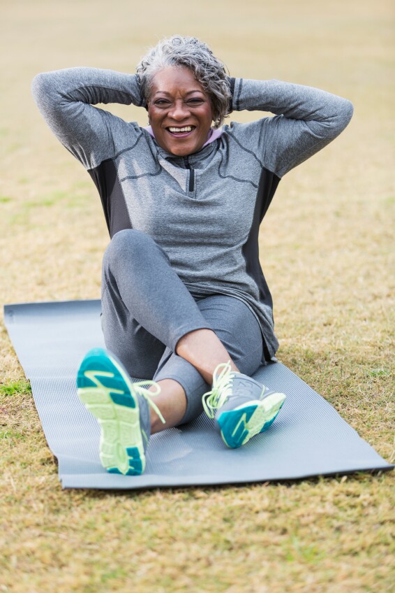 Senior woman stretching