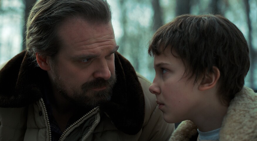 David Harbour, Millie Bobby Brown in Stranger Things