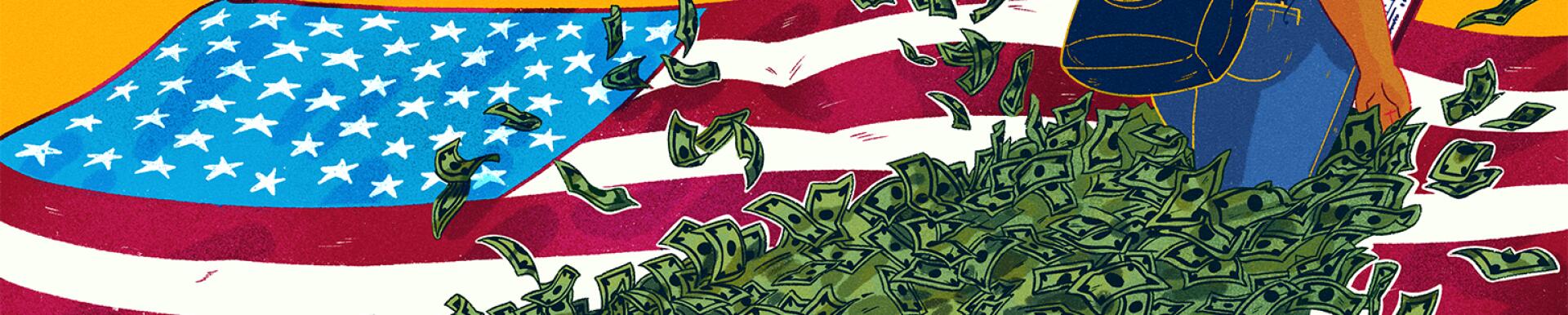 illustration of lady being followed by sidehustle money by islenia mil