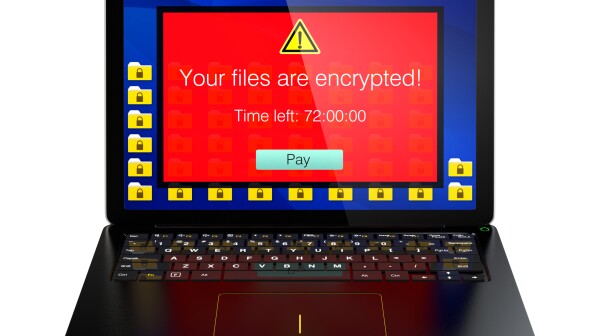 Laptop computer attacked by ransomware