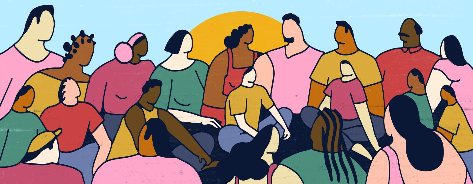 illustration of people sitting together by alexandra bowman