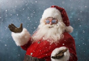 Santa Claus wearing sunglasses