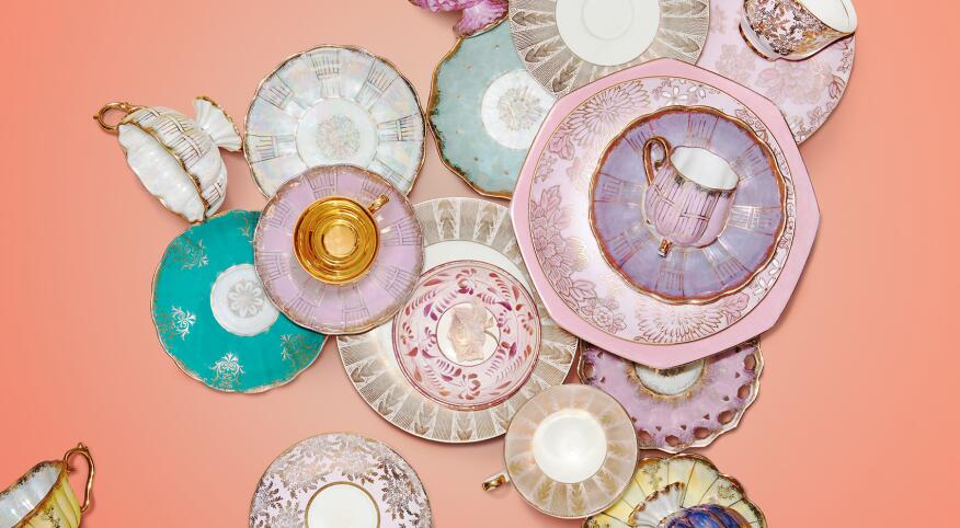 photo of various antique tea cups and dishes