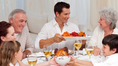 Family eating dinner
