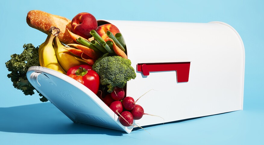 mailbox filled with various food