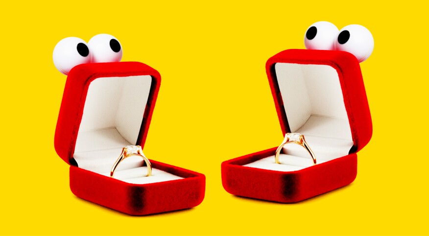 Two engagement ring boxes talk to each other