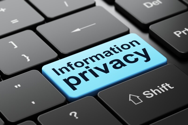 Information privacy button on computer keyboard