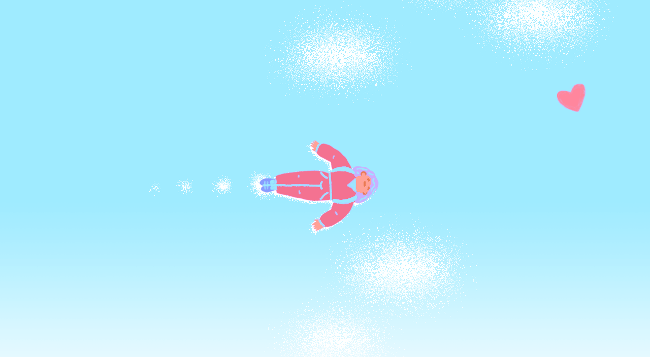 gif illustration of woman flying through sky