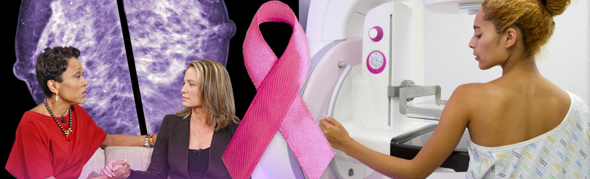Photo from good morning america episode talking about breast cancer and woman getting mammogram