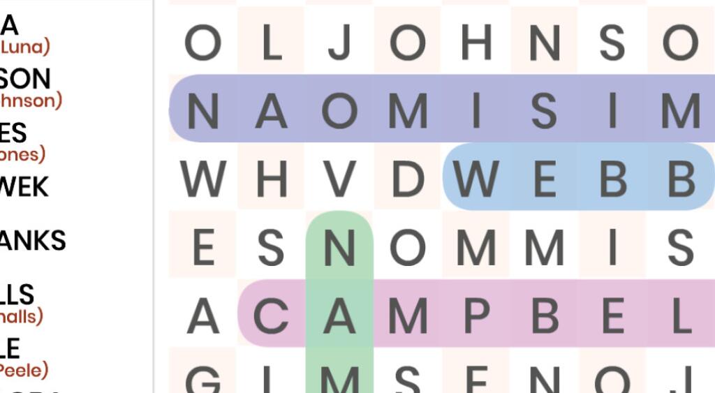 word search, Black models, letters, 