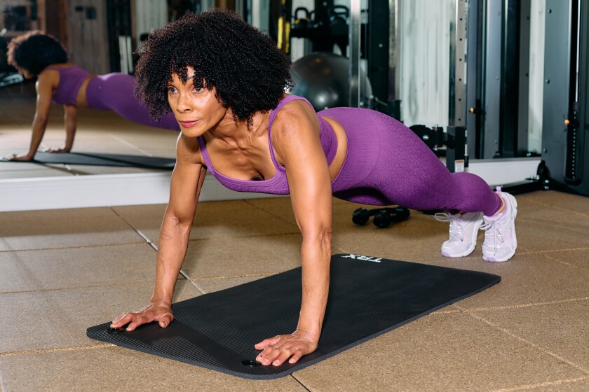 Chef Babette in the plank position for intermediate pushups