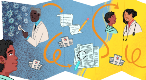 Healthcare, illustration, aarp, sisters, doctor