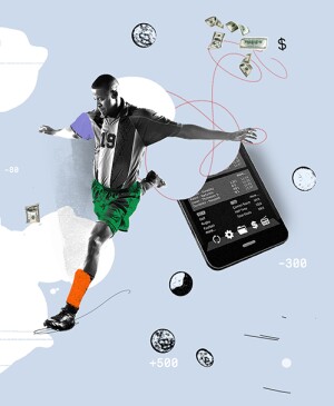 Illustration of athletes and online betting