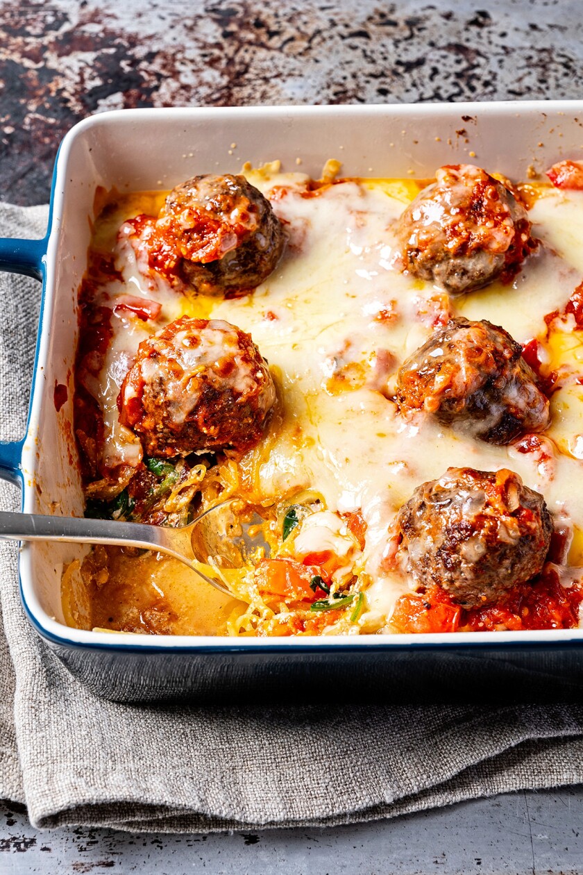 Spaghetti Squash Meatball Casserole