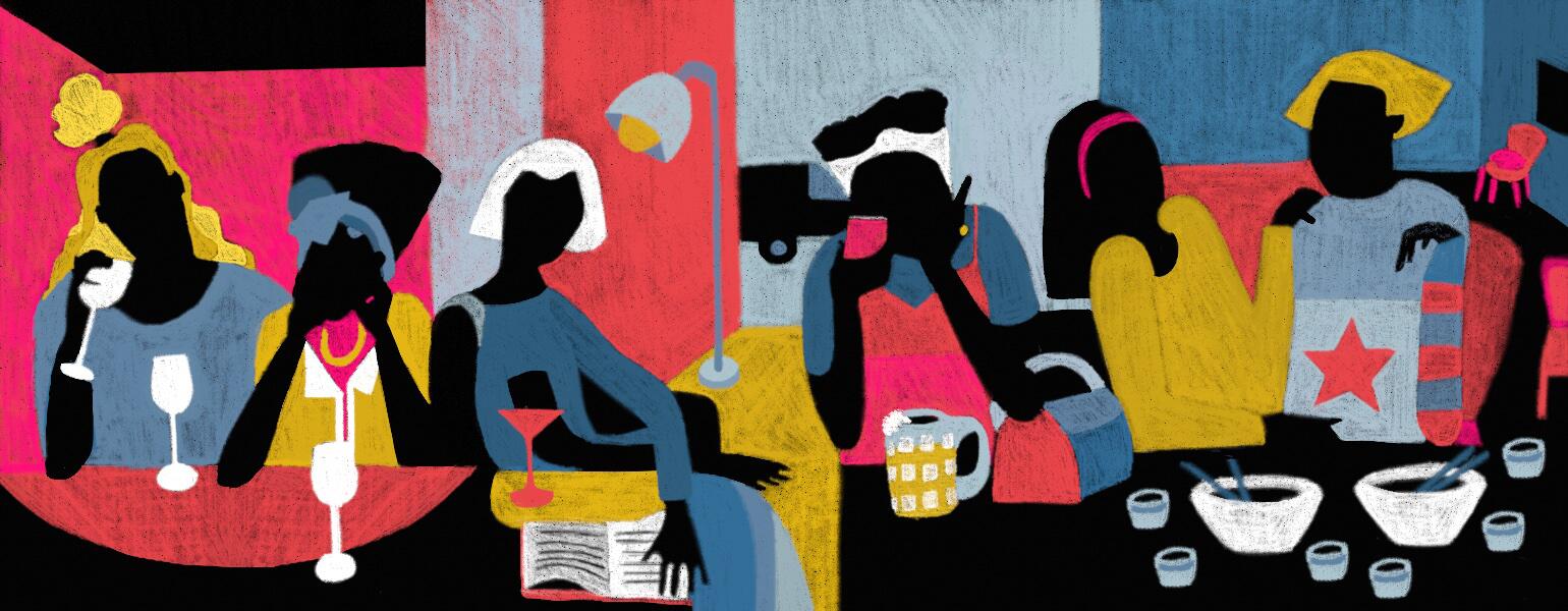 illustration of ladies drinking by diana ejaita