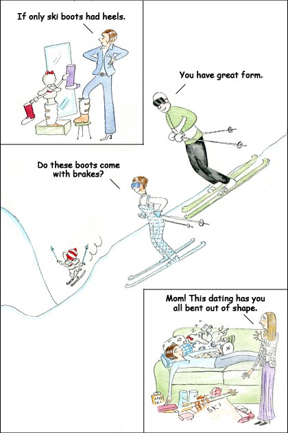 Comic strip of a woman on her 40s.