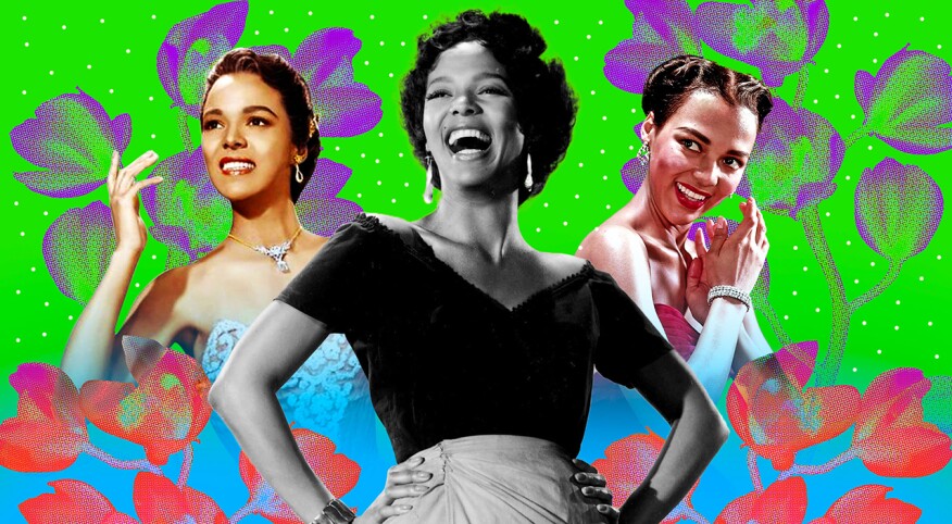 photo collage of dorothy dandridge with flowers